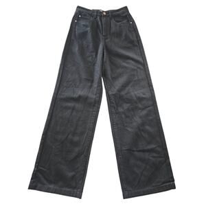 NWT WeWoreWhat Denim Pants Size 27 Black High Rise Wide Leg 100% Cotton Jeans